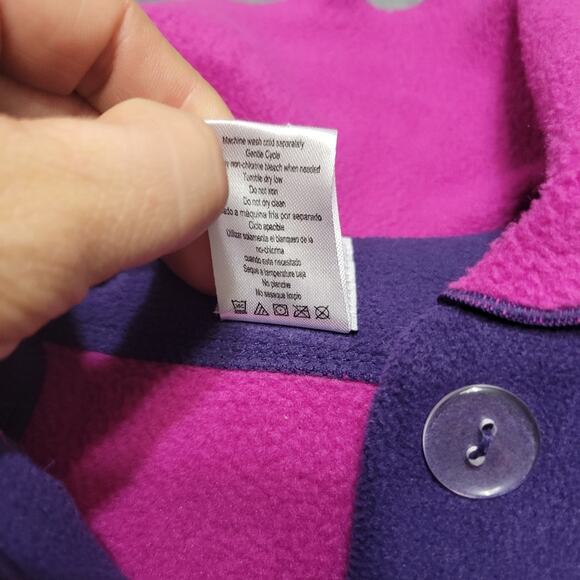 Mack & Co Jacket Girls Size 3t Pink Purple Ruffle Fleece Button Front Layer Long - Picture 6 of 9